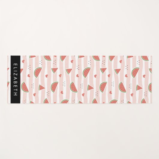 Rote Wassermelonen, Herz, Streifen, Ihr Name Yogamatte (Vorderseite (Horizontal))