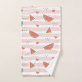 Rote Wassermelonen, Herz, Streifen, Sommermuster Badhandtuch Set (Handtuch)