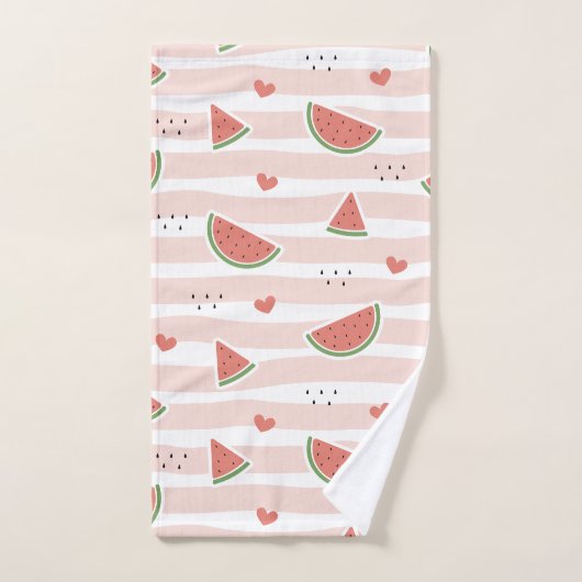 Rote Wassermelonen, Herz, Streifen, Sommermuster Badhandtuch Set (Handtuch)