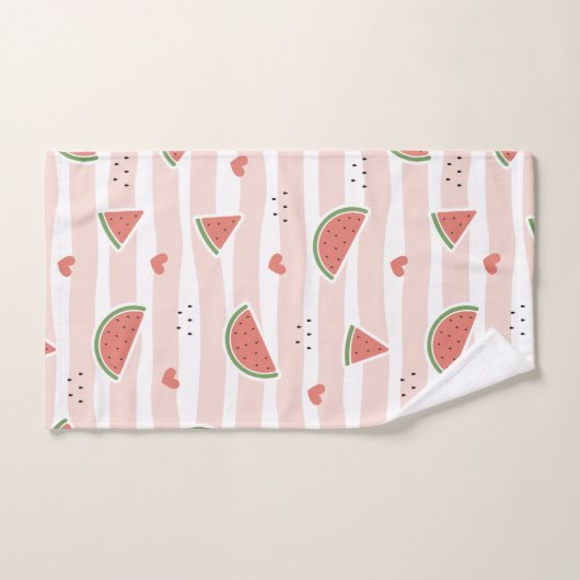 Rote Wassermelonen, Herz, Streifen, Sommermuster Badhandtuch Set (Handtuch)