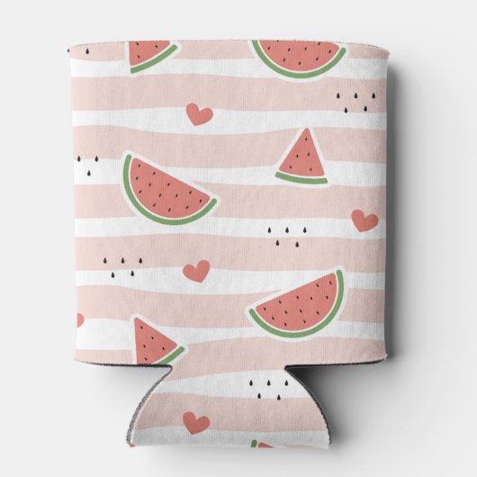 Rote Wassermelonen, Herz, Streifen, Sommermuster Dosenkühler (Rückseite)