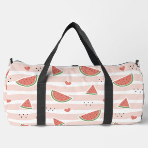 Rote Wassermelonen, Herz, Streifen, Sommermuster Duffle Bag