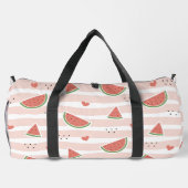 Rote Wassermelonen, Herz, Streifen, Sommermuster Duffle Bag (Rückseite)
