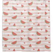 Rote Wassermelonen, Herz, Streifen, Sommermuster Duschvorhang (Vorderseite)