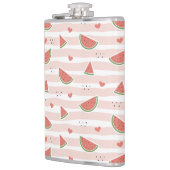 Rote Wassermelonen, Herz, Streifen, Sommermuster Flachmann (Links)