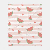Rote Wassermelonen, Herz, Streifen, Sommermuster Fleecedecke (Vorderseite)
