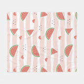 Rote Wassermelonen, Herz, Streifen, Sommermuster Fleecedecke (Vorderseite (Horizontal))