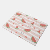 Rote Wassermelonen, Herz, Streifen, Sommermuster Fußmatte (Schrägansicht)