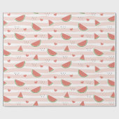 Rote Wassermelonen, Herz, Streifen, Sommermuster Geschenkpapier (Flach)