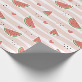 Rote Wassermelonen, Herz, Streifen, Sommermuster Geschenkpapier (Ecke)