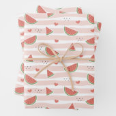 Rote Wassermelonen, Herz, Streifen, Sommermuster Geschenkpapier Set (Beispiel)