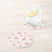 Rote Wassermelonen, Herz, Streifen, Sommermuster Getränkeuntersetzer (Seite)