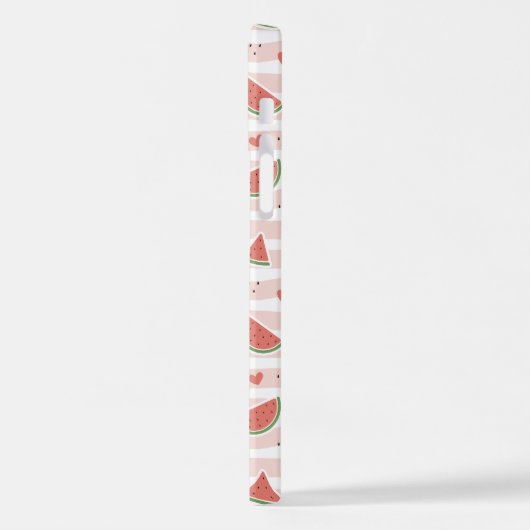 Rote Wassermelonen, Herz, Streifen, Sommermuster iPhone Hülle (Linke Seite)