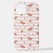 Rote Wassermelonen, Herz, Streifen, Sommermuster iPhone Hülle (Rückseite)