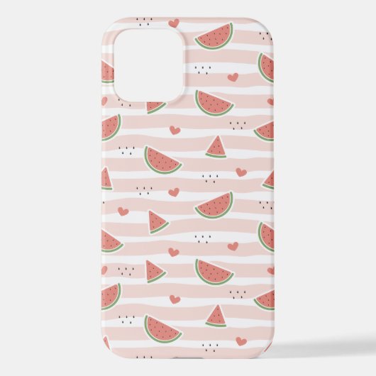 Rote Wassermelonen, Herz, Streifen, Sommermuster iPhone Hülle (Rückseite)
