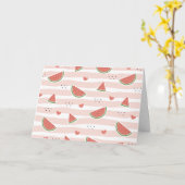 Rote Wassermelonen, Herz, Streifen, Sommermuster Karte (Gelbe Blume)