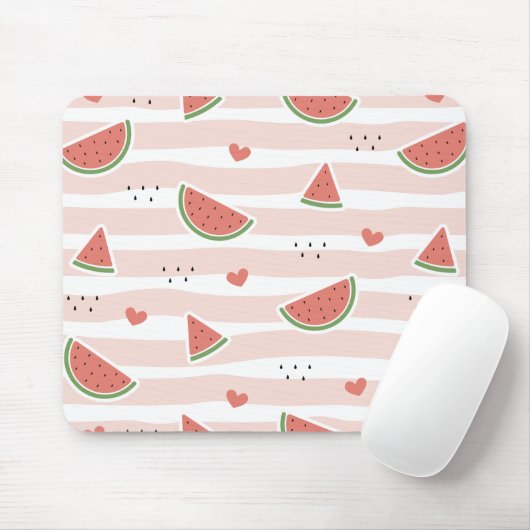 Rote Wassermelonen, Herz, Streifen, Sommermuster Mousepad (Mit Mouse)