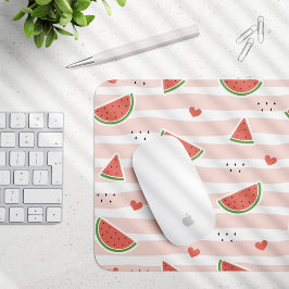 Rote Wassermelonen, Herz, Streifen, Sommermuster Mousepad
