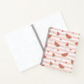 Rote Wassermelonen, Herz, Streifen, Sommermuster Notizblock (Innenseite)