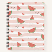 Rote Wassermelonen, Herz, Streifen, Sommermuster Notizblock (Vorderseite)