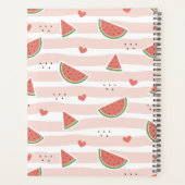 Rote Wassermelonen, Herz, Streifen, Sommermuster Planer (Rückseite)