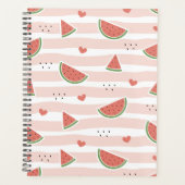 Rote Wassermelonen, Herz, Streifen, Sommermuster Planer (Vorderseite)