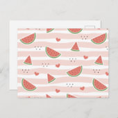 Rote Wassermelonen, Herz, Streifen, Sommermuster Postkarte (Vorne/Hinten)