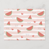 Rote Wassermelonen, Herz, Streifen, Sommermuster Postkarte (Vorderseite)