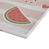 Rote Wassermelonen, Herz, Streifen, Sommermuster Schneidebrett (Ecke)