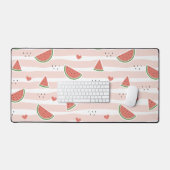 Rote Wassermelonen, Herz, Streifen, Sommermuster Schreibtischunterlage (Tastatur & Maus)
