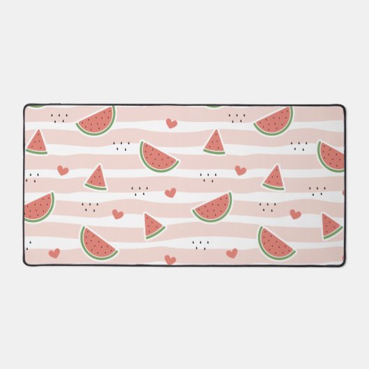 Rote Wassermelonen, Herz, Streifen, Sommermuster Schreibtischunterlage (Vorderseite)