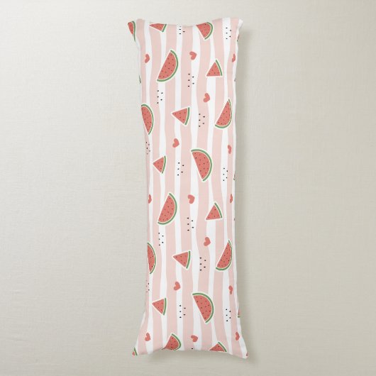 Rote Wassermelonen, Herz, Streifen, Sommermuster Seitenschläferkissen (Vorderseite Vertikal)