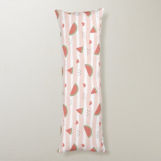 Rote Wassermelonen, Herz, Streifen, Sommermuster Seitenschläferkissen (Rückseite (Vertikal))