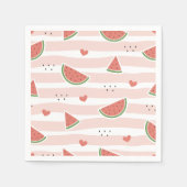 Rote Wassermelonen, Herz, Streifen, Sommermuster Serviette (Vorderseite)