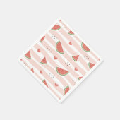 Rote Wassermelonen, Herz, Streifen, Sommermuster Serviette (Ecke)