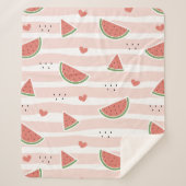 Rote Wassermelonen, Herz, Streifen, Sommermuster Sherpadecke (Vorderseite)
