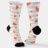 Rote Wassermelonen, Herz, Streifen, Sommermuster Socken (Gewinkelt)