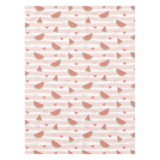 Rote Wassermelonen, Herz, Streifen, Sommermuster Tischdecke (Vorderseite)