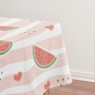 Rote Wassermelonen, Herz, Streifen, Sommermuster Tischdecke