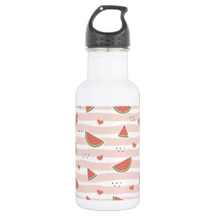 Rote Wassermelonen, Herzen, Streifen, Sommer Muste Edelstahlflasche