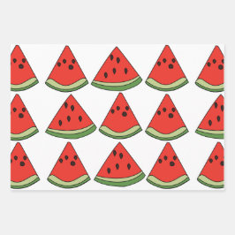 Rote Wassermelonenstücke Geschenkpapier Set