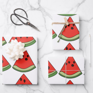 Rote Wassermelonenstücke Geschenkpapier Set