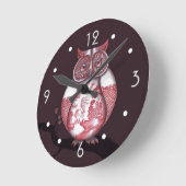 Rote Weide-Eulen-Wanduhr Runde Wanduhr (Winkel)
