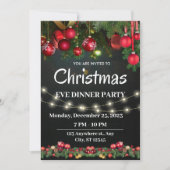Rote Weihnachten abends Party Einladung (Vorderseite)