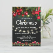 Rote Weihnachten abends Party Einladung (Stehend Vorderseite)