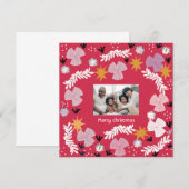 Rote Weihnachten Foto Collage personalisiert Einladung (Vorne/Hinten)