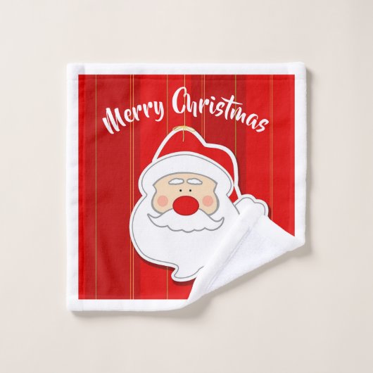 Rote Weihnachten mit Santa Bath Handtuch Set (Waschlappen)