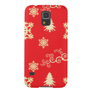 Rote Weihnachten mit Schneeflocken Samsung Galaxy S5 Hülle