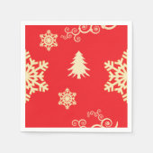 Rote Weihnachten mit Schneeflocken Serviette (Vorderseite)