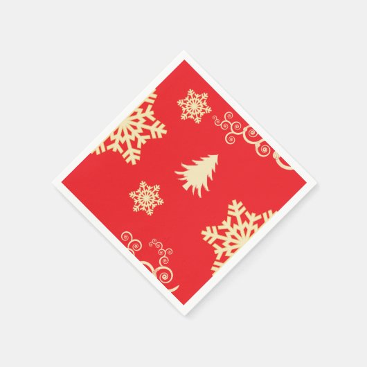 Rote Weihnachten mit Schneeflocken Serviette (Ecke)